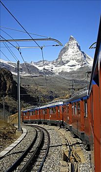 齿轨铁路,山,马塔角,策马特峰,瓦莱,瑞士,欧洲
