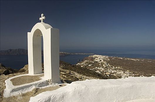 拱形,教堂,风景,锡拉岛,基克拉迪群岛,爱琴海,希腊