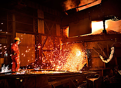 钢铁厂,铸造,熔水,工人