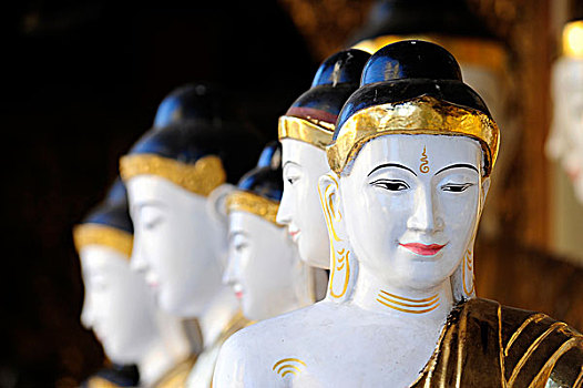 头部,佛像,庙宇,仰光,缅甸,东南亚,亚洲