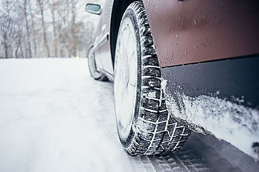 汽车,冬天,轮胎,雪路,散焦,图像
