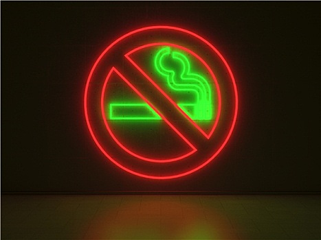 禁止吸烟标志,序列,霓虹灯