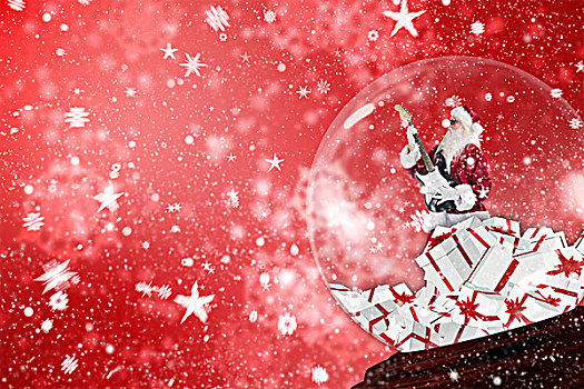 圣诞老人,摇晃,室外,雪中,球体