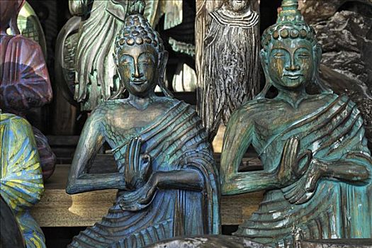 木质,小雕像,佛,靠近,巴厘岛,印度尼西亚,亚洲