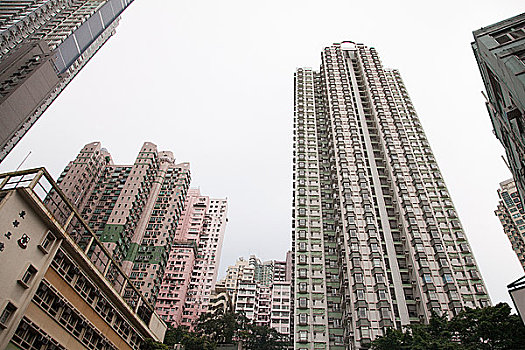 香港,仰视,公寓楼