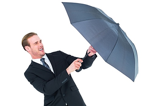 商务人士,拿着,伞,防护