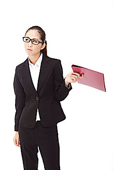 商务女性拿着文件夹