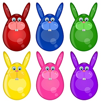 彩色,高兴,复活节兔子,蛋