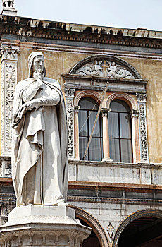 雕塑,但丁,凉廊,背影,广场,维罗纳,威尼托,意大利,欧洲