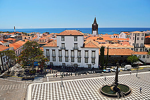 风景,市政厅,大教堂,丰沙尔,马德拉岛,葡萄牙,欧洲