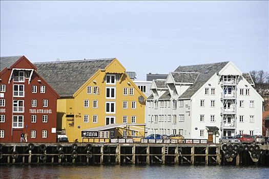 挪威,特罗姆瑟,城市,中心,数字,老,木屋,挪威北部,独特,传统,水岸,俯瞰,区域