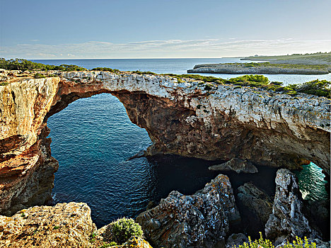 石头,拱形,靠近,马略卡岛,巴利阿里群岛,西班牙