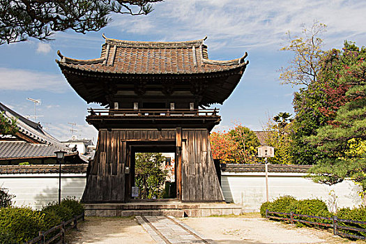 木质,日本寺庙,门楼,京都,日本