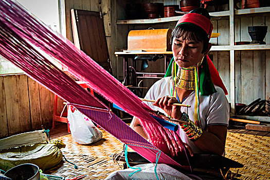 茵莱湖,缅甸,东南亚,部落,女人,工作,织布机