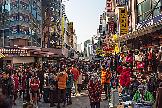 韩国,首尔,明洞,地区,街景