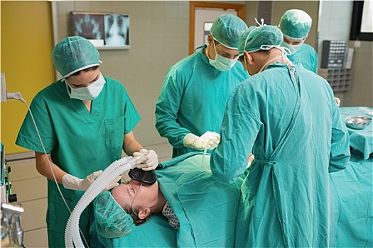 病人,躺着,手术台,靠近,外科