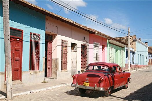 老爷车,街道,特立尼达,省,古巴,拉丁美洲