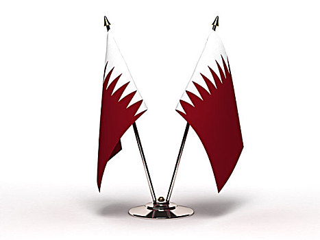 微型,旗帜,卡塔尔,隔绝