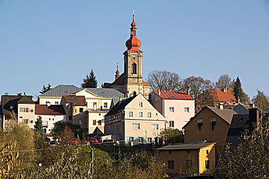 捷克共和国,区域,教堂,钟楼,乡村