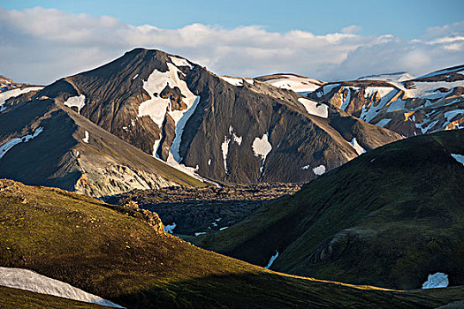 雪冠,流纹岩,山峦,火山岩,地点,兰德玛纳,自然,自然保护区,高地,冰岛,欧洲