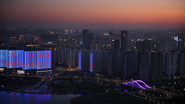 城市夜景,为武汉加油