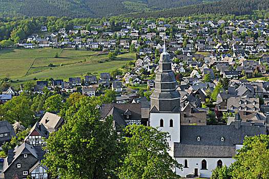 俯视,教堂,城镇,北莱茵-威斯特伐利亚,德国