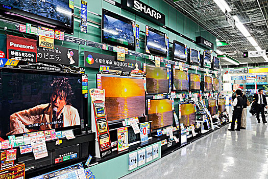 日本,东京,电,店,大,显示屏,电视,销售