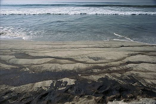 石油泄露,海滩,亨丁顿海滩,加利福尼亚
