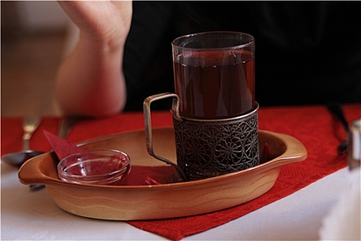 玻璃杯,传统,俄罗斯,茶