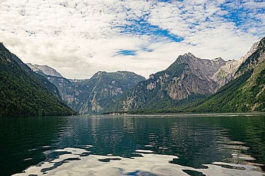 湖,景色,云,贝希特斯加登地区,巴伐利亚,德国
