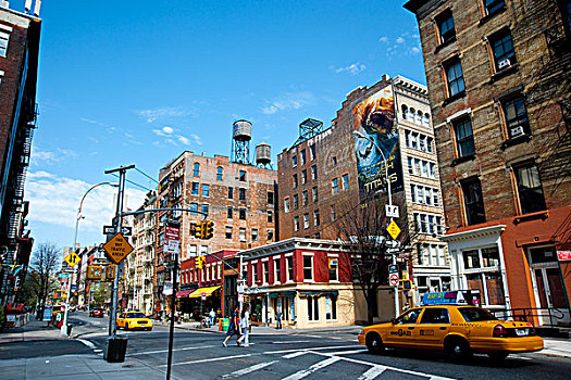 出租车,驾驶,街道,在家办公,曼哈顿,纽约,美国
