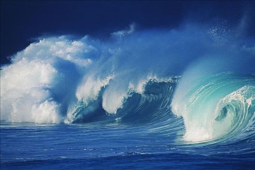 夏威夷,瓦胡岛,威美亚湾,青绿色,卷曲,碰撞,云,白色,洗