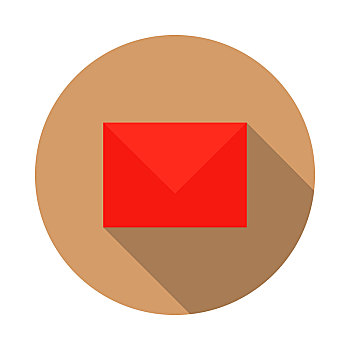 信封,邮件,象征,长,影子,红色,圆,勃艮第,背景,电子邮件,隔绝,矢量,插画,白色背景