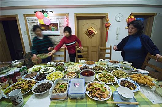 瓷器,北京,春节,家庭,餐饭,庆贺