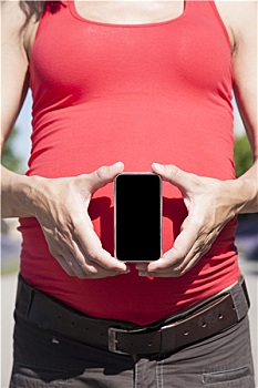 智能手机,肚子,怀孕