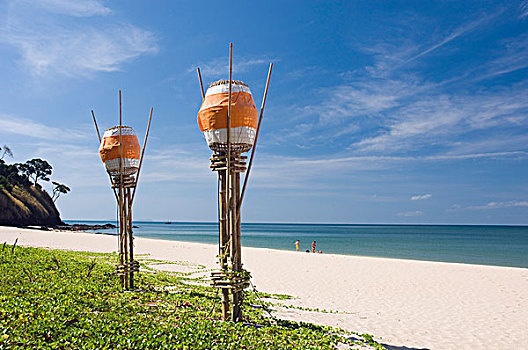 灯笼,沙,海滩,苏梅岛,岛屿,甲米,泰国,亚洲