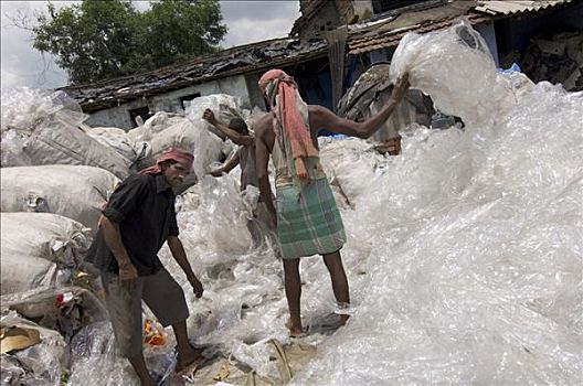 贫民窟,幸存,再循环,垃圾,加尔各答,西孟加拉,印度