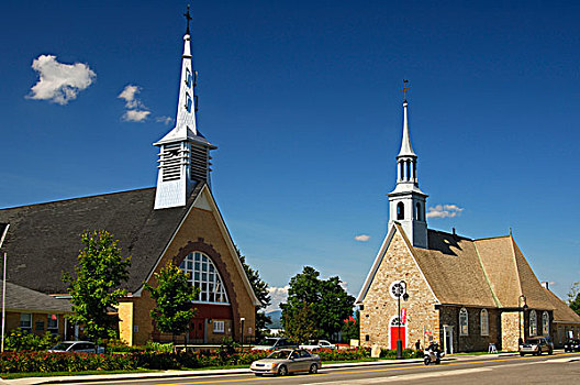 新,教堂,左边,历史,纪念建筑,城镇,岛屿,魁北克,加拿大