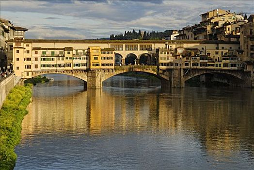 穿过,阿尔诺河,历史,中心,佛罗伦萨,世界遗产,托斯卡纳,意大利,欧洲