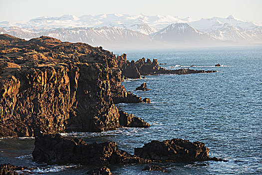 崎岖,海岸线,南方,半岛,冰岛