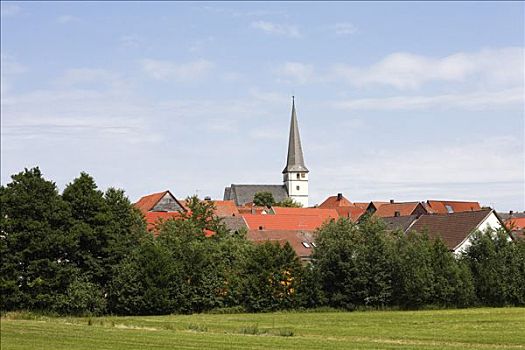教堂,城镇,巴伐利亚,德国,欧洲
