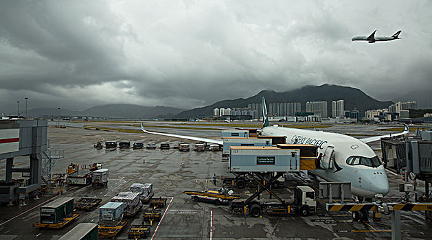 大雨后的香港国际机场