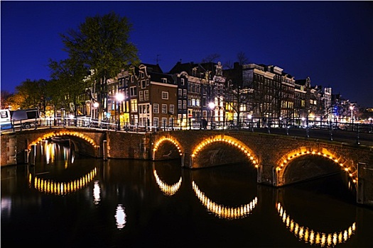 夜晚,城市风光,阿姆斯特丹
