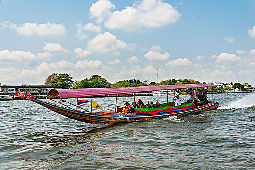 彩色,船,湄南河,曼谷,泰国,亚洲