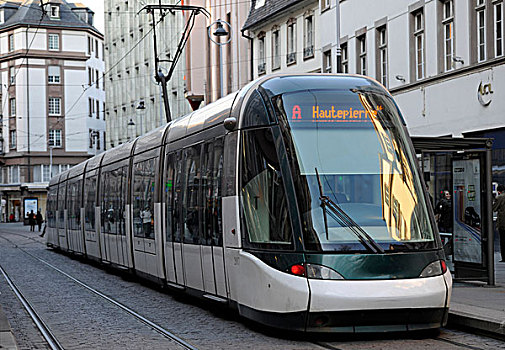 现代,有轨电车,地点,斯特拉斯堡,阿尔萨斯,法国,欧洲