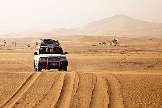 全地形车,丰田,陆地,沙丘,撒哈拉沙漠,靠近,摩洛哥,非洲