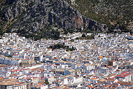 俯拍,刷白,城镇,安达卢西亚,西班牙