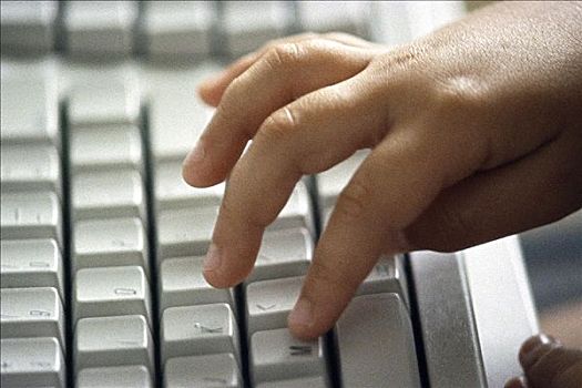 特写,手,打字,电脑键盘
