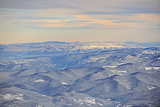 冬天,山景,晴天,雪,顶峰