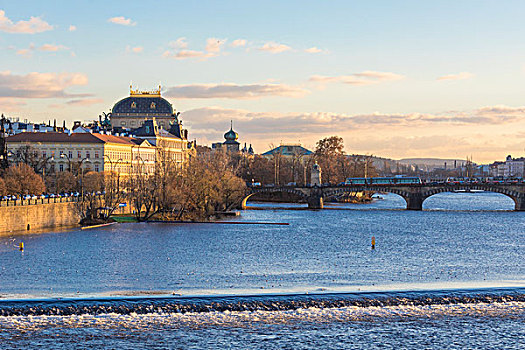 伏尔塔瓦河,河,框架,查理大桥,布拉格,捷克共和国,欧洲